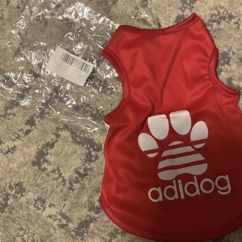 Red Adidog Pet Vest Tanktop - Adidas for Dogs - XS/S